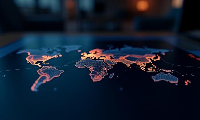 Close-up of a high-tech logistics dispatch center interface showing global tracking