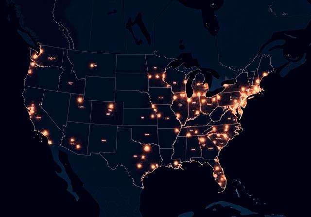 Midwest trucking service area map centered in St. Louis